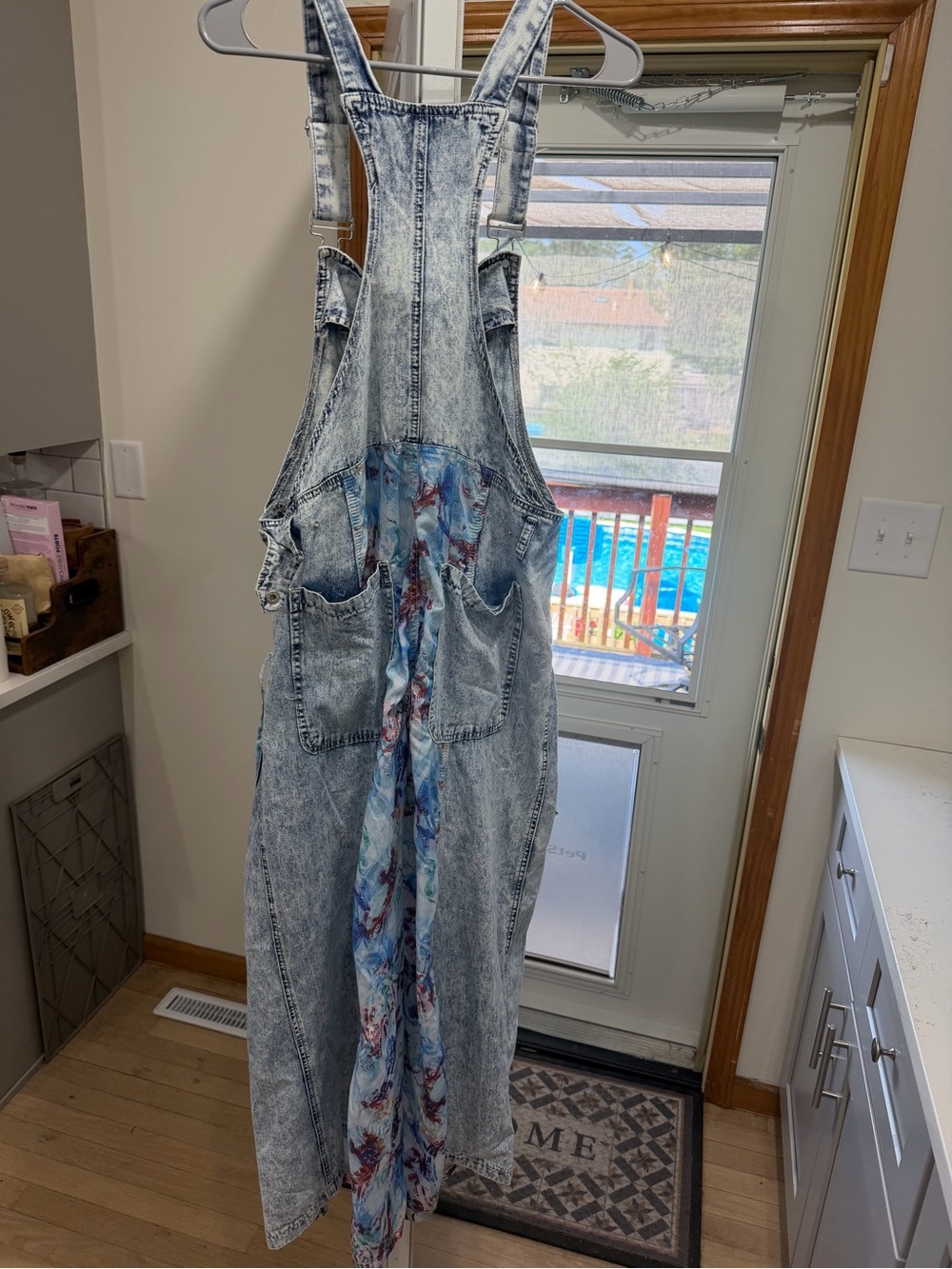 POL Denim Patchwork Wide-Leg Overalls in Light Blue - Picture 5 of 6
